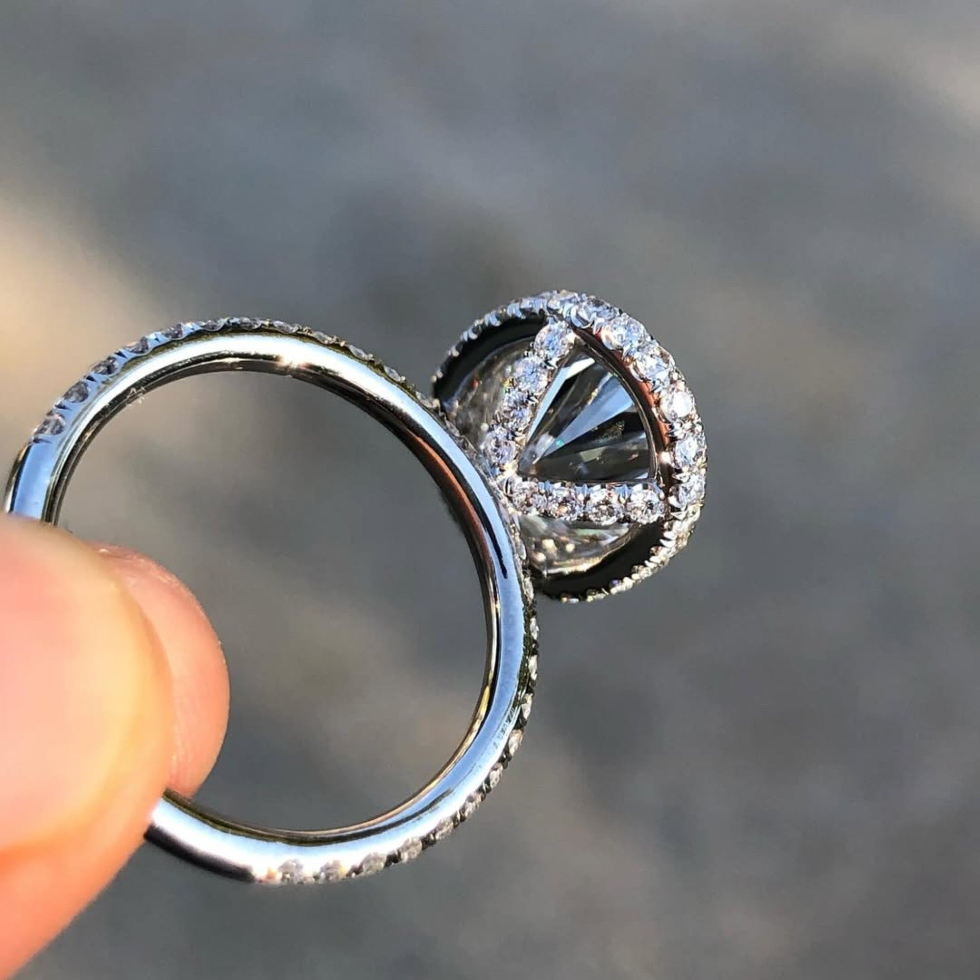 Oval Cut Moissanite Ring Oval Halo Set Engagement Ring  Solid White Gold Hidden Halo Ring Wedding Rings For Women Anniversary Ring