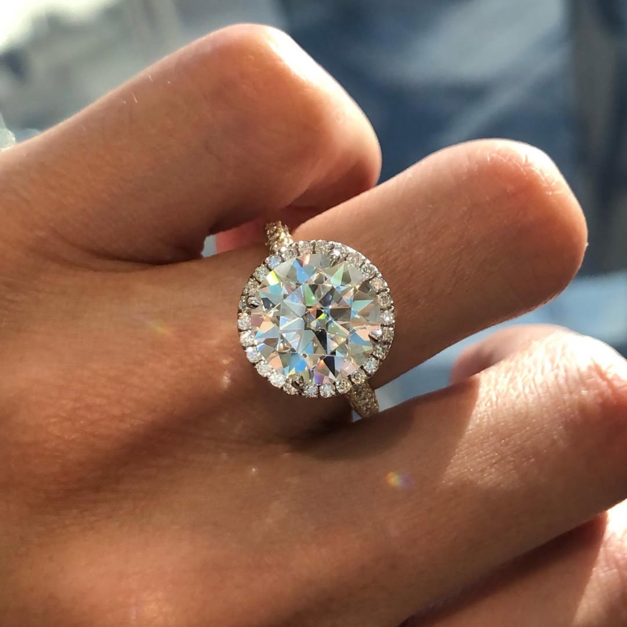 Round Cut Halo Set Moissanite Engagement Ring Hidden Halo Solid Gold Wedding Ring For Girls Anniversary Ring Handmade Promise Ring