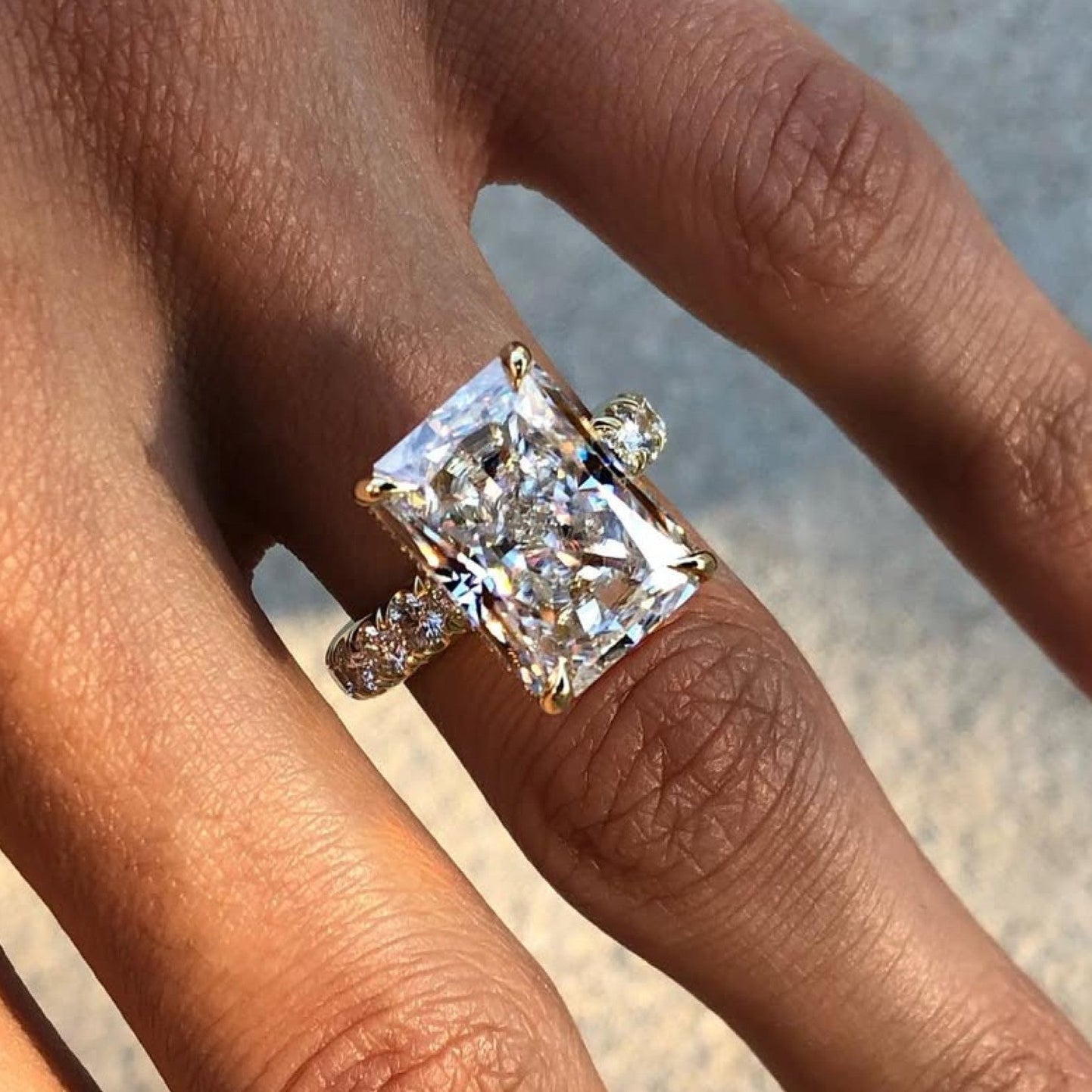 Radiant Cut Moissanite  Diamond Engagement Ring