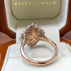 Starburst Oval Cut Moissanite Engagement Ring Halo Set Vintage Ring Rose Gold Wedding Ring Anniversary Ring Handmade Promise Ring