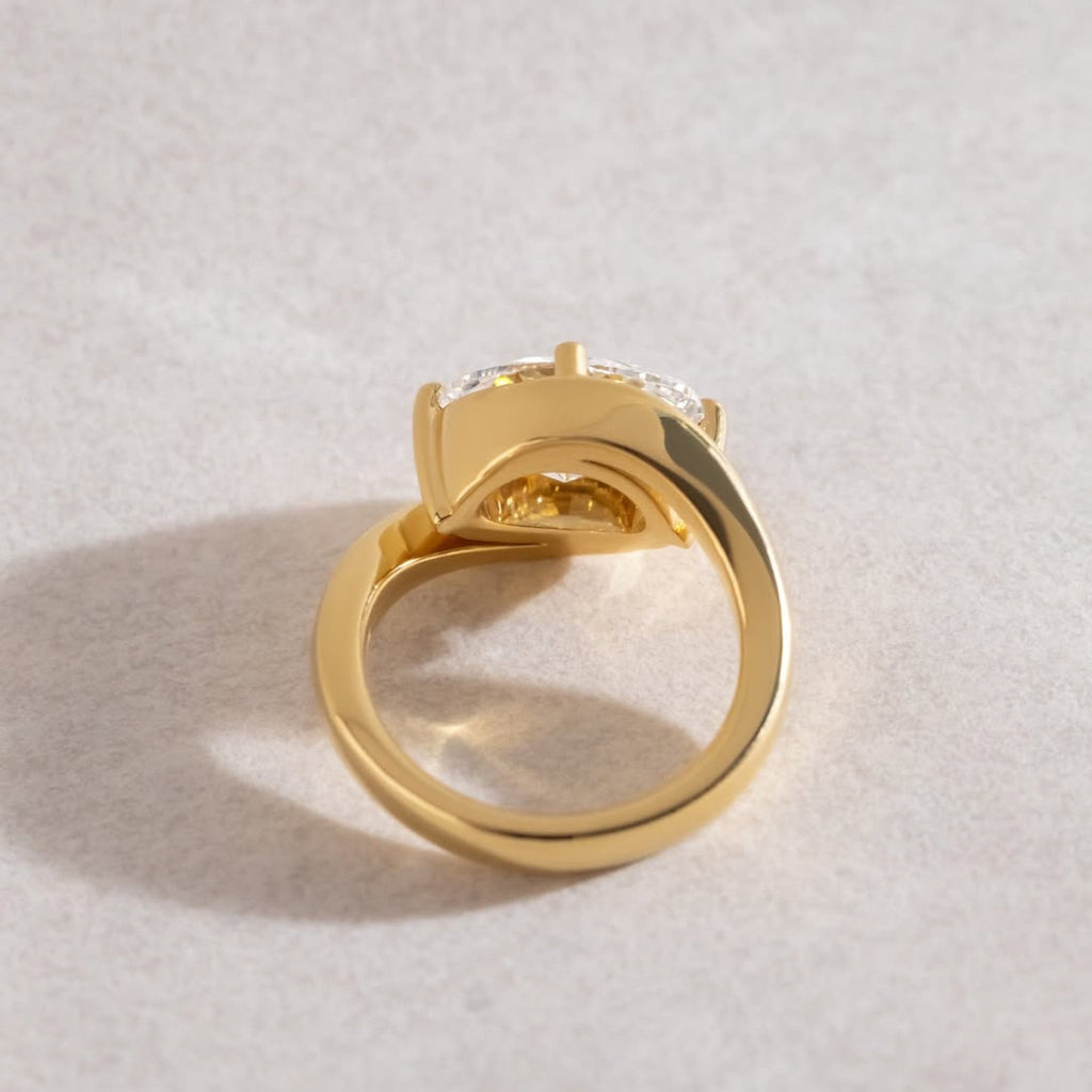East West Oval Cut Lab Grown Engagement Ring Solid Gold Solitaire Ring Wedding Rings For Women Horizontal Ring Anniversary Ring