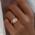 East West Oval Cut Lab Grown Engagement Ring Solid Gold Solitaire Ring Wedding Rings For Women Horizontal Ring Anniversary Ring