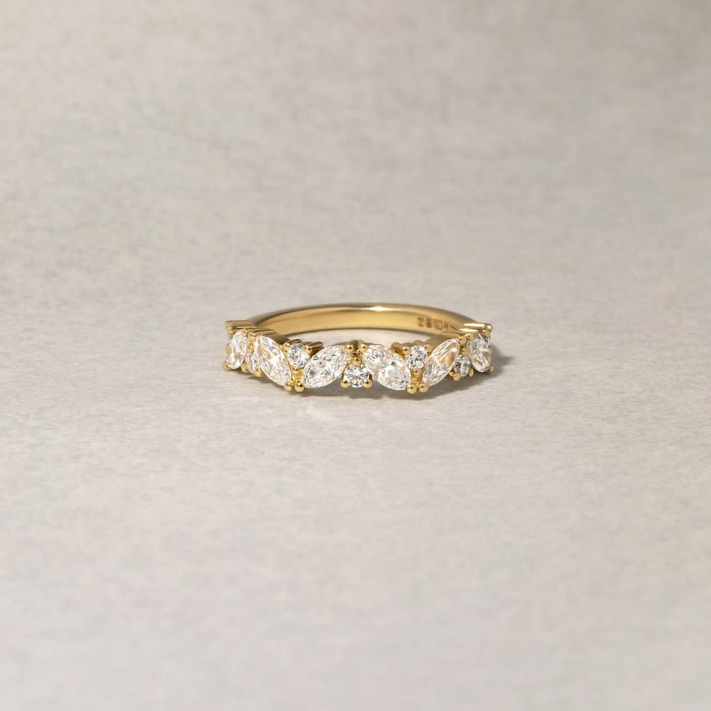 0.90 TCW Marquise And Round Cut Lab Grown Band Minimalist Wedding Band Gold Matching Band Stackable Band Anniversary Band For Her Promise Band