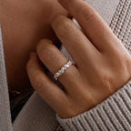 Marquise And Round Cut Moissanite Band Minimalist Wedding Band Gold Matching Band Stackable Band Anniversary Band For Her Promise Band