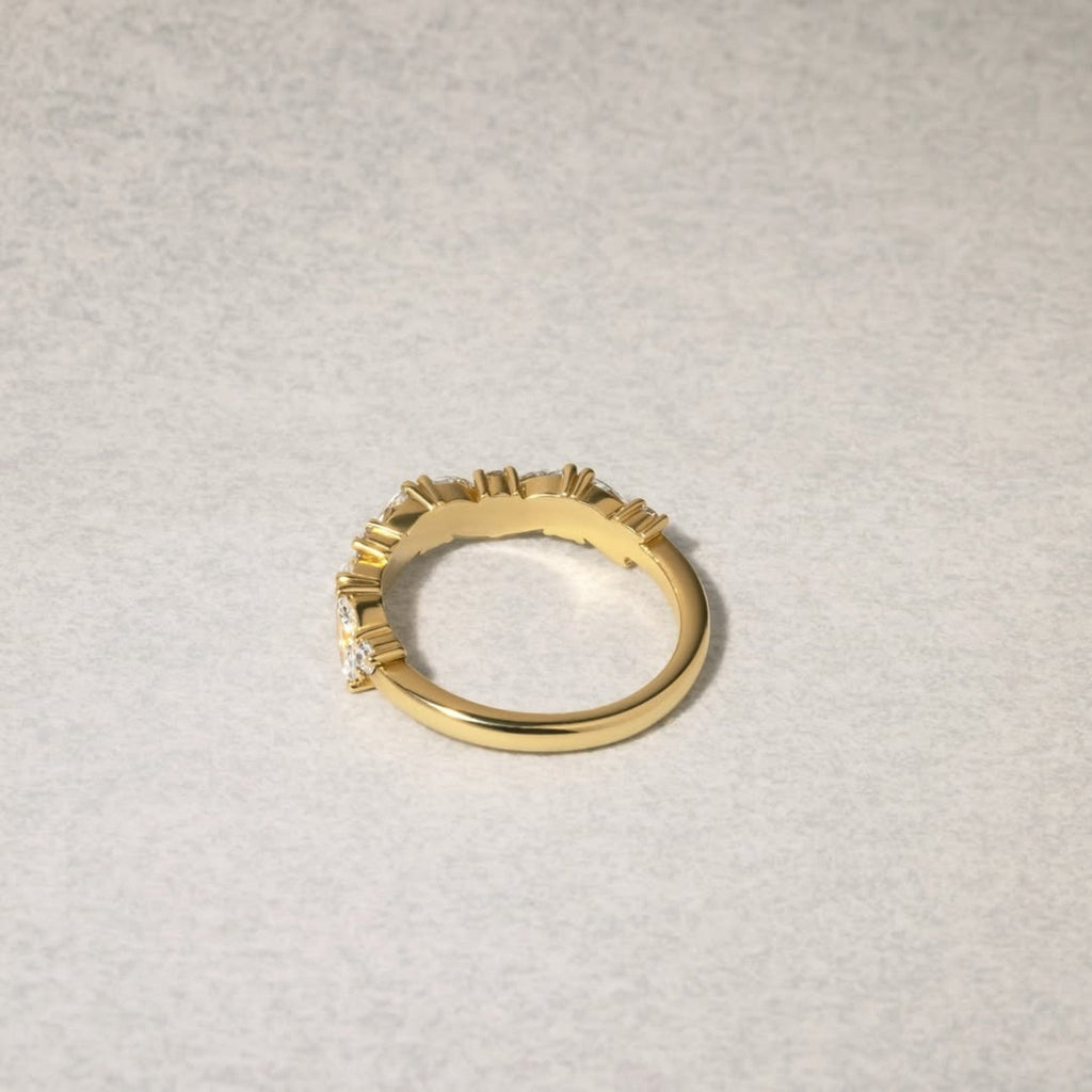 Marquise And Round Cut Moissanite Band Minimalist Wedding Band Gold Matching Band Stackable Band Anniversary Band For Her Promise Band