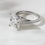 Cathedral Set  Princess Cut Lab grown Engagement Ring White Gold Wedding Ring Anniversary Rings For Women Handmade Promise Ring