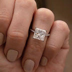 Cathedral Set  Princess Cut Lab grown Engagement Ring White Gold Wedding Ring Anniversary Rings For Women Handmade Promise Ring
