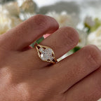 Thee Stone Oval Cut Lab Grown Engagement Ring Gold Wedding Ring For Women Past Present Future Ring Anniversary Ring Promise Ring