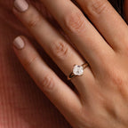 East West Asscher Cut Moissanite Engagement Ring Double Claw Prong Gold Solitaire Ring Horizontal Ring Wedding Ring Promise Ring