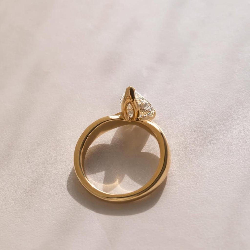 Pear Lab Grown Engagement Ring Tulip Set Solid Gold Wedding Ring Teardrop Anniversary Ring For Women Promise Ring Gift For Her