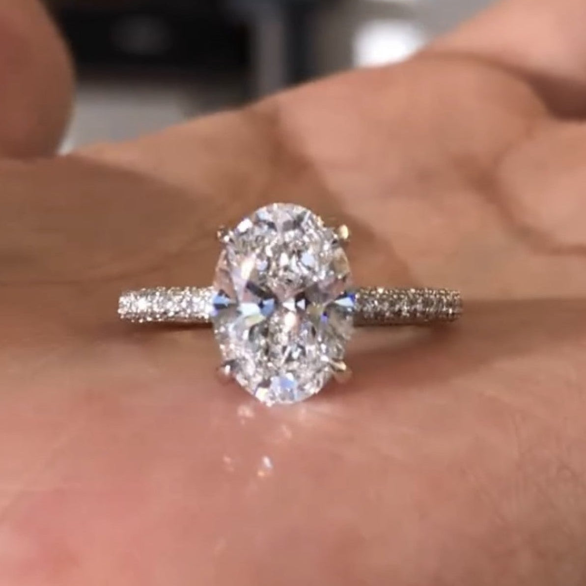 Oval Moissanite Diamond Ring Hidden Halo Oval Engagement Ring  Wedding Rings For Women Anniversary Ring Handmade Ring