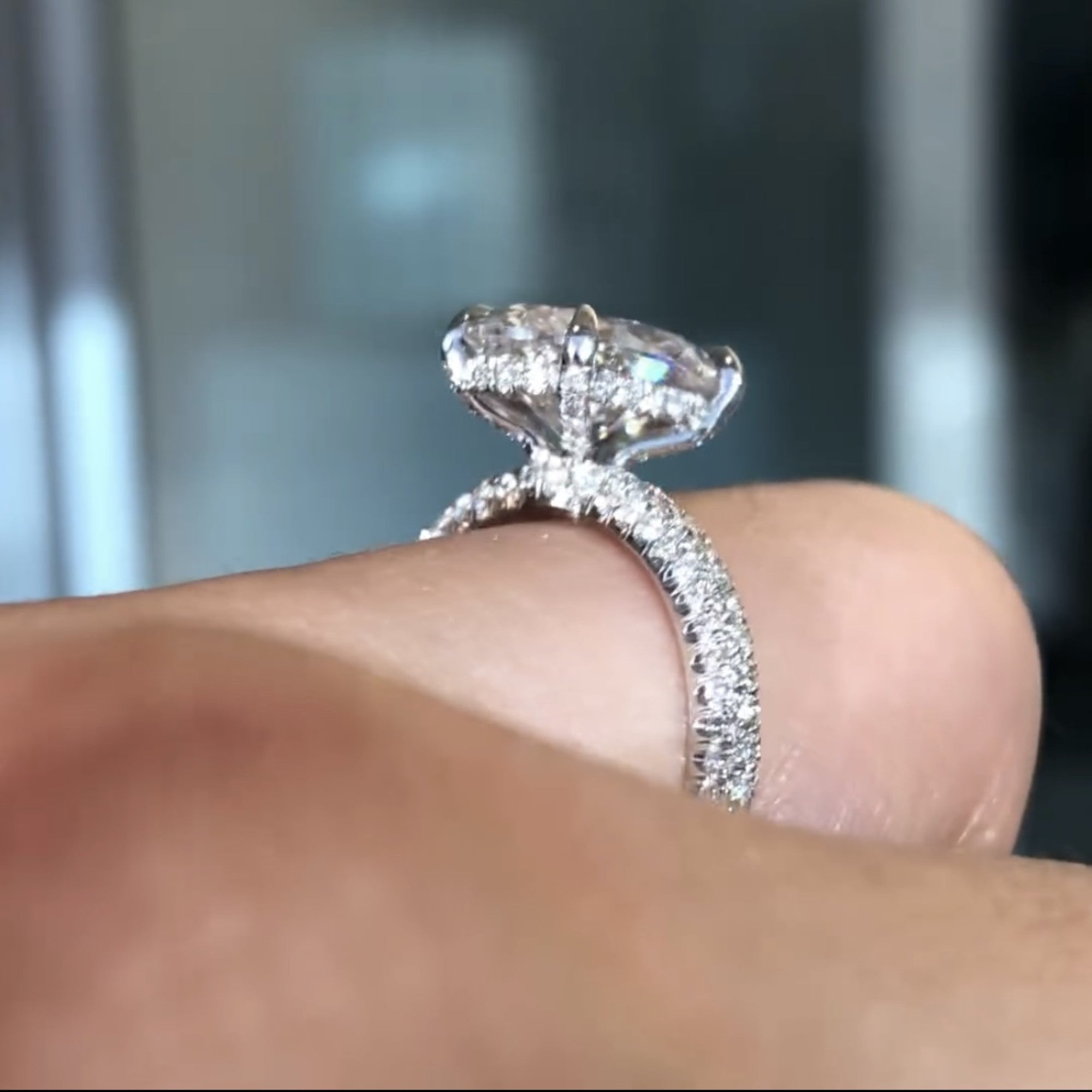 Oval Lab Grown Diamond Ring Hidden Halo Oval Engagement Ring  Wedding Rings For Women Anniversary Ring Handmade Ring