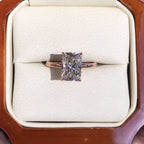 Radiant Cut Moissanite Diamond Solitaire Engagement Ring in Rose Gold