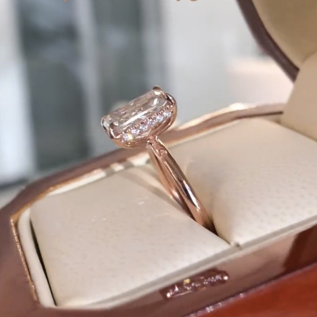 Radiant Cut Lab Grown Diamond Solitaire Engagement Ring in Rose Gold