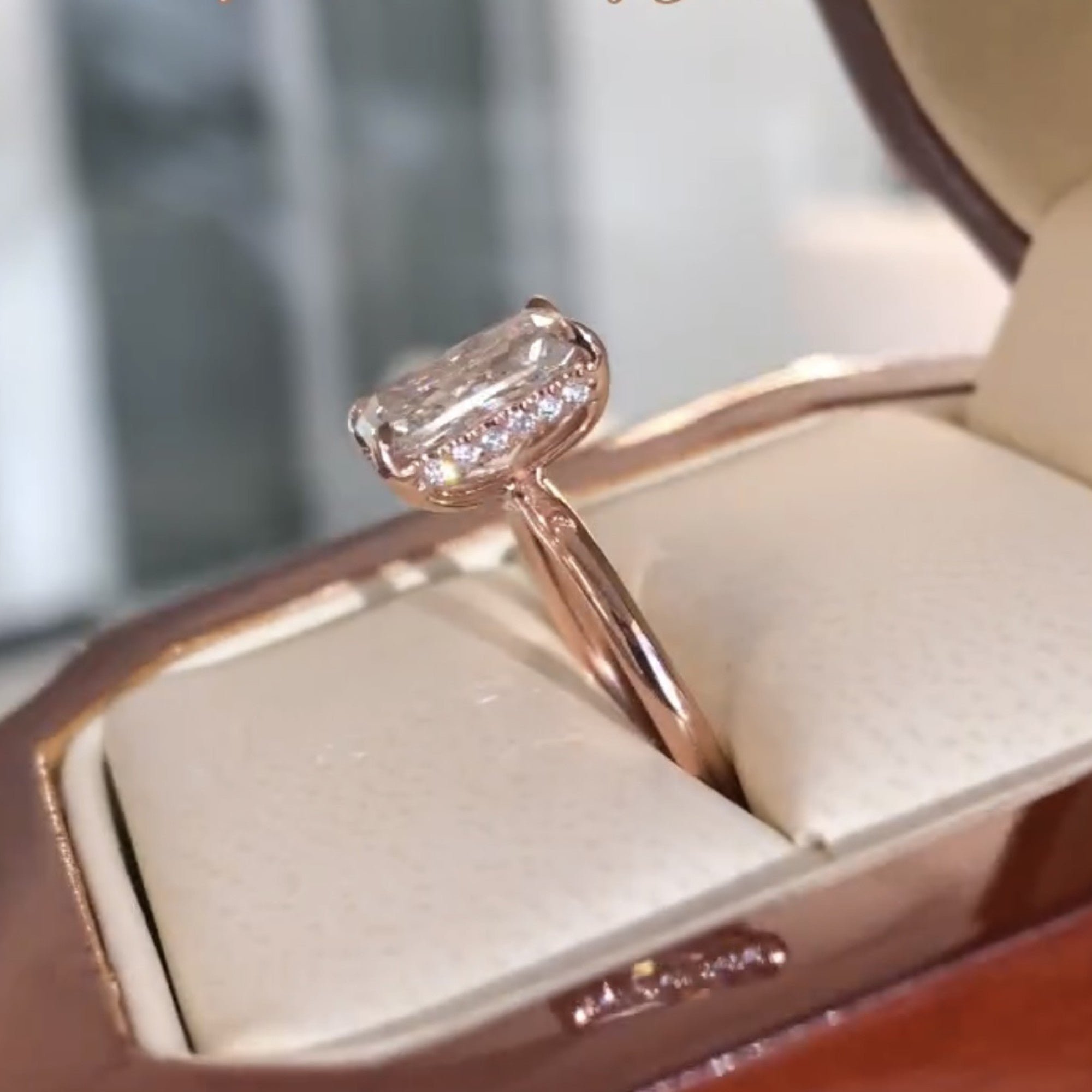 Radiant Cut Lab Grown Diamond Solitaire Engagement Ring in Rose Gold