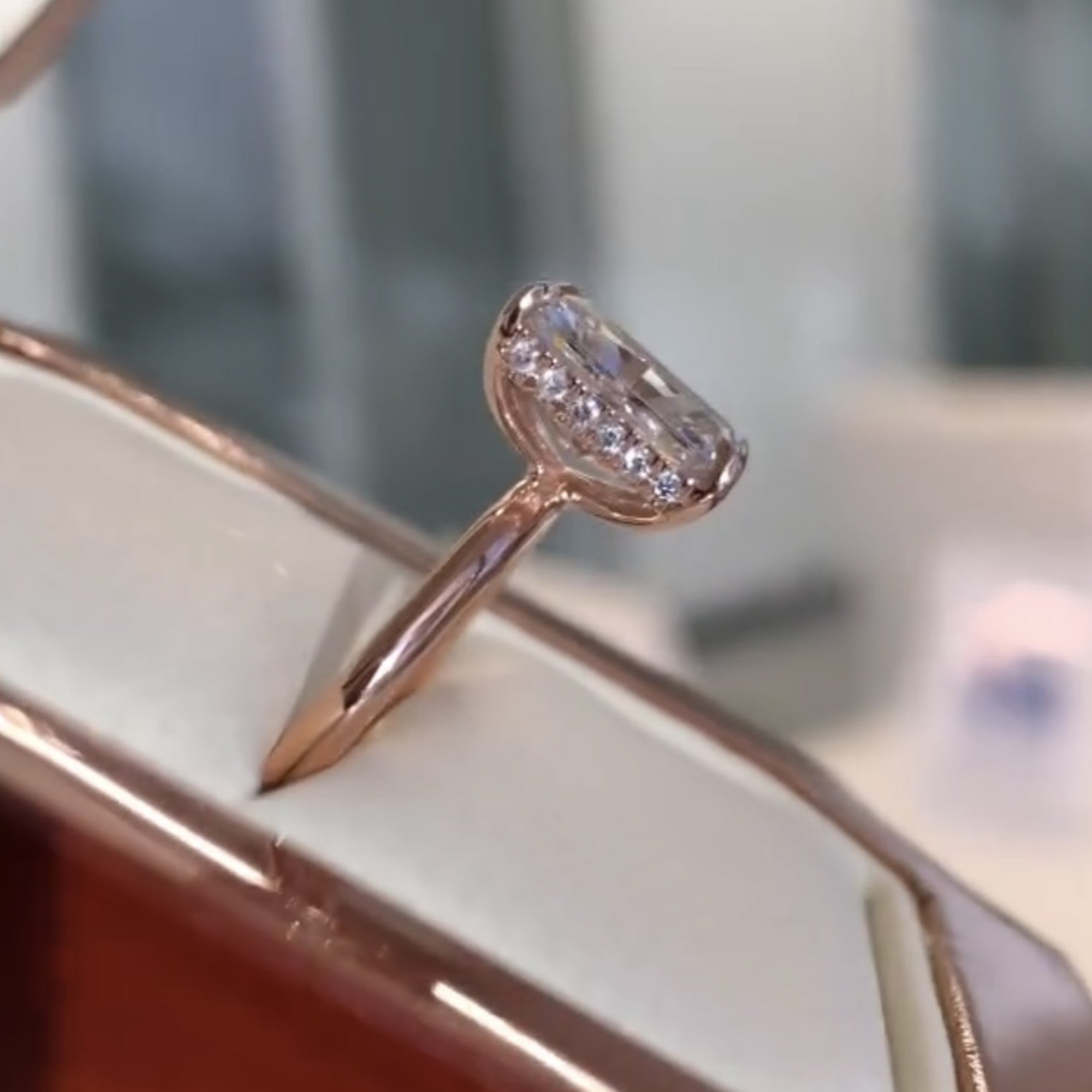 Radiant Cut Lab Grown Diamond Solitaire Engagement Ring in Rose Gold
