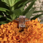 Elongated Emerald Cut Moissanite Engagement Ring Solid Gold Solitaire Ring Wedding Ring Anniversary Ring Elongated Diamond Ring