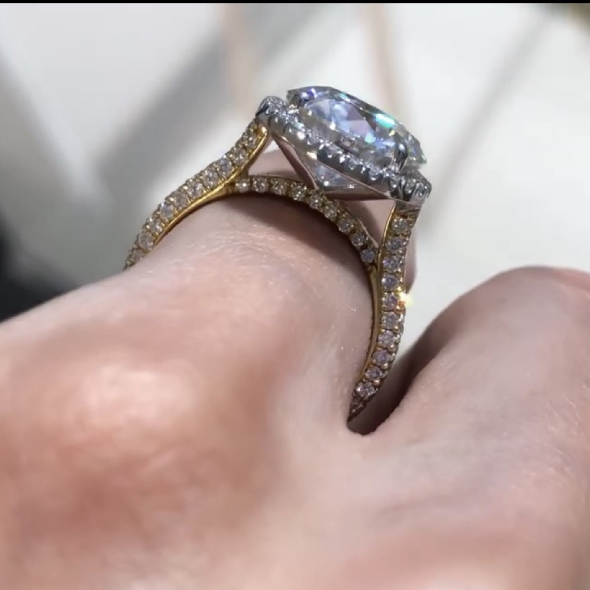 Round Cut Halo Set Moissanite Engagement Ring Hidden Halo Solid Gold Wedding Ring For Girls Anniversary Ring Handmade Promise Ring