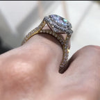 Round Cut Halo Set Lab Grown Engagement Ring Hidden Halo Solid Gold Wedding Ring For Girls Anniversary Ring Handmade Promise Ring