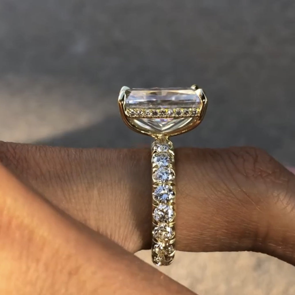 Radiant Cut Moissanite  Diamond Engagement Ring