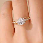 Art Deco Pear Moissanite Engagement Ring  Gold Vintage Cluster Ring Wedding Ring For Women Nature Inspired Anniversary Ring