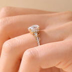 Art Deco Pear Moissanite Engagement Ring  Gold Vintage Cluster Ring Wedding Ring For Women Nature Inspired Anniversary Ring