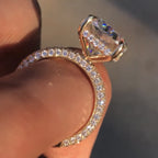Elongated Cushion Cut Moissanite Engagement Ring Hidden Halo Ring Solid Gold Wedding Ring Anniversary Ring Elongated Diamond Ring