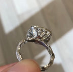 Round Cut Moissanite Ring Round Double Halo Engagement Ring Tulip Set Twisted Band Ring White Gold Wedding Ring  Anniversary Ring