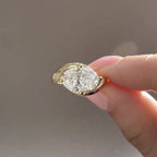 East West Oval Cut Moissanite Engagement Ring Solid Gold Solitaire Ring Wedding Rings For Women Horizontal Ring Anniversary Ring