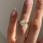 Cluster Pear Cut Engagement Ring Pear Art Deco Moissanite Ring Solid Gold Wedding Ring Anniversary Rings For Women Teardrop Ring