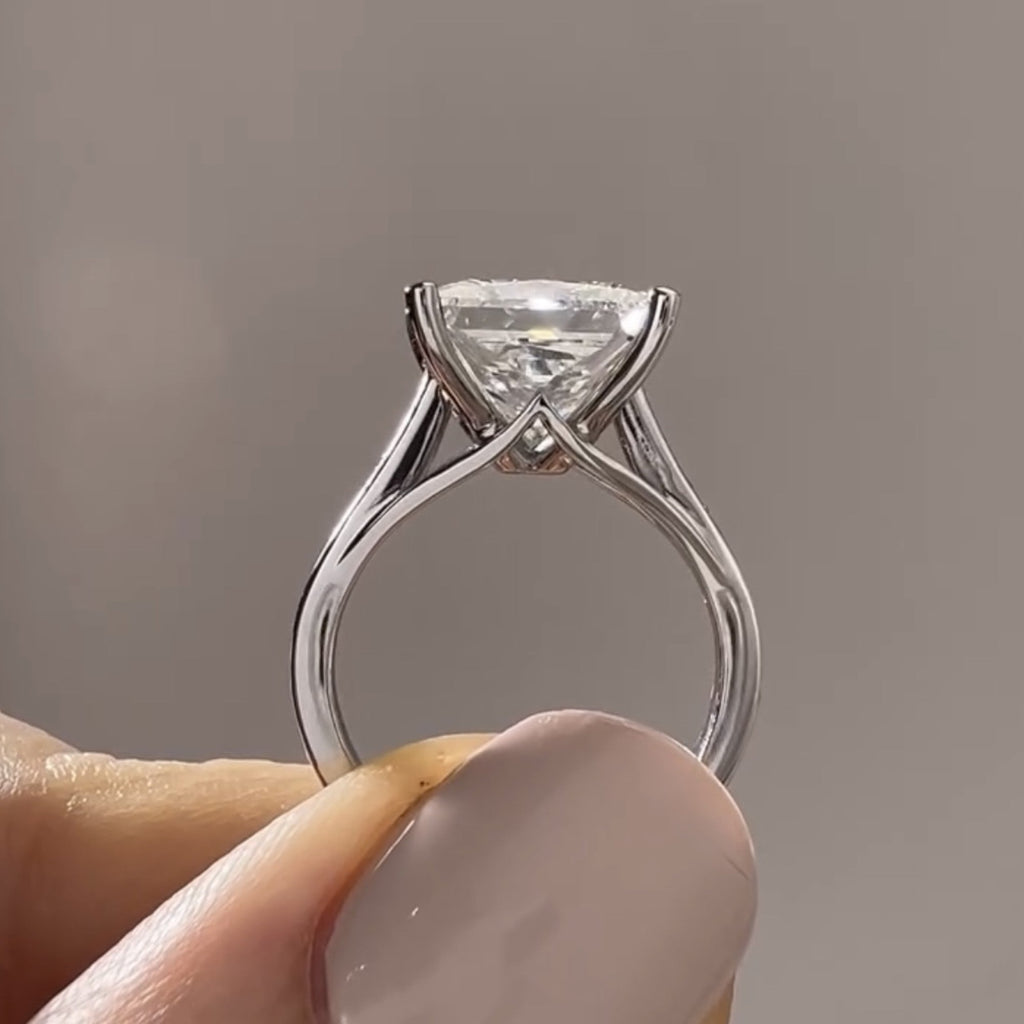 Cathedral Set  Princess Cut Lab grown Engagement Ring White Gold Wedding Ring Anniversary Rings For Women Handmade Promise Ring