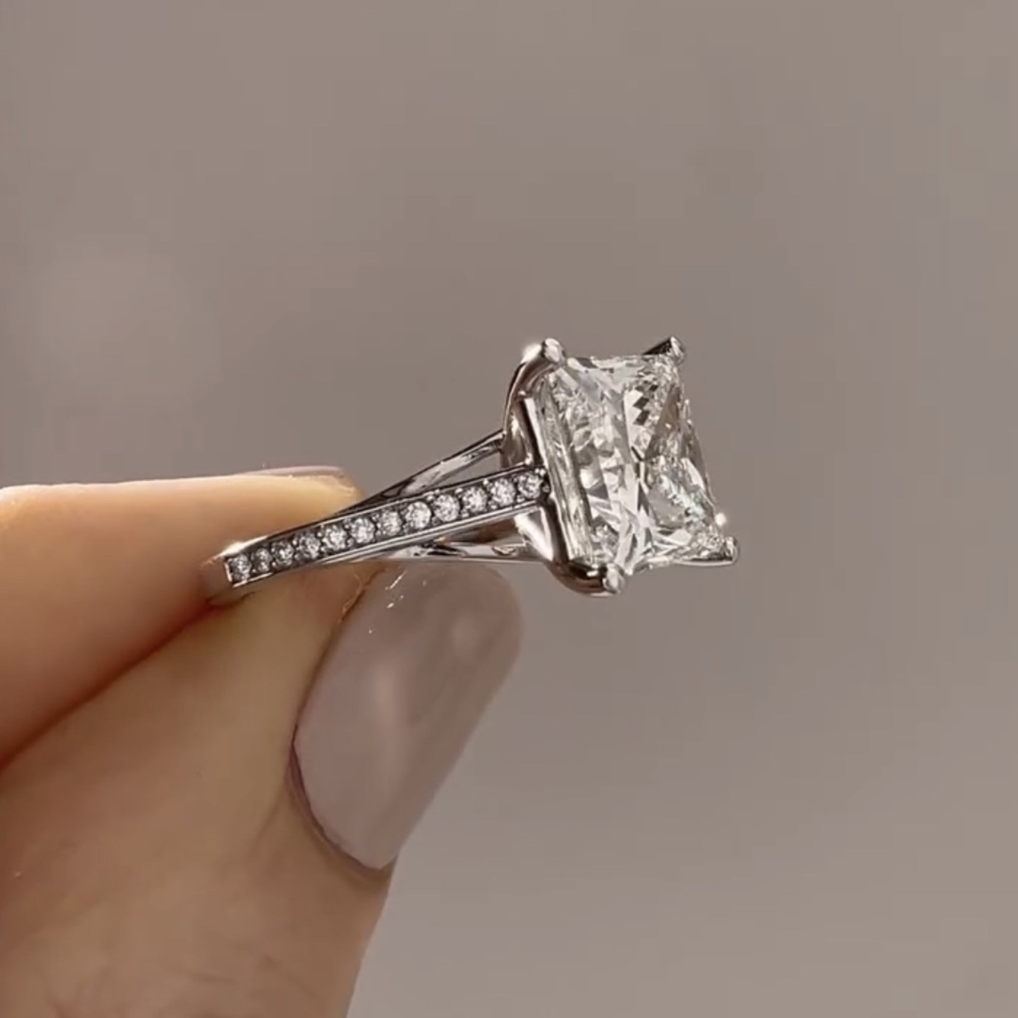 Cathedral Set  Princess Cut Moissanite Engagement Ring White Gold Wedding Ring Anniversary Rings For Women Handmade Promise Ring