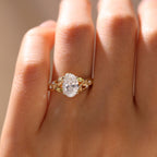 Vintage Oval Engagement Ring Oval Art Deco Lab Grown Ring Solid Gold Nature Inspired Ring Wedding Rings For Women Anniversary Ring