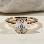 Old Mine Elongated Cushion Moissanite Engagement Ring Vintage Double Claw Prong Ring Tulip Set Solid Gold Wedding Rings For Women