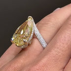 Champagne Yellow Pear Cut Lab Grown Engagement Ring  Wedding Ring Color Stone Ring Anniversary Rings For Women Teardrop Ring