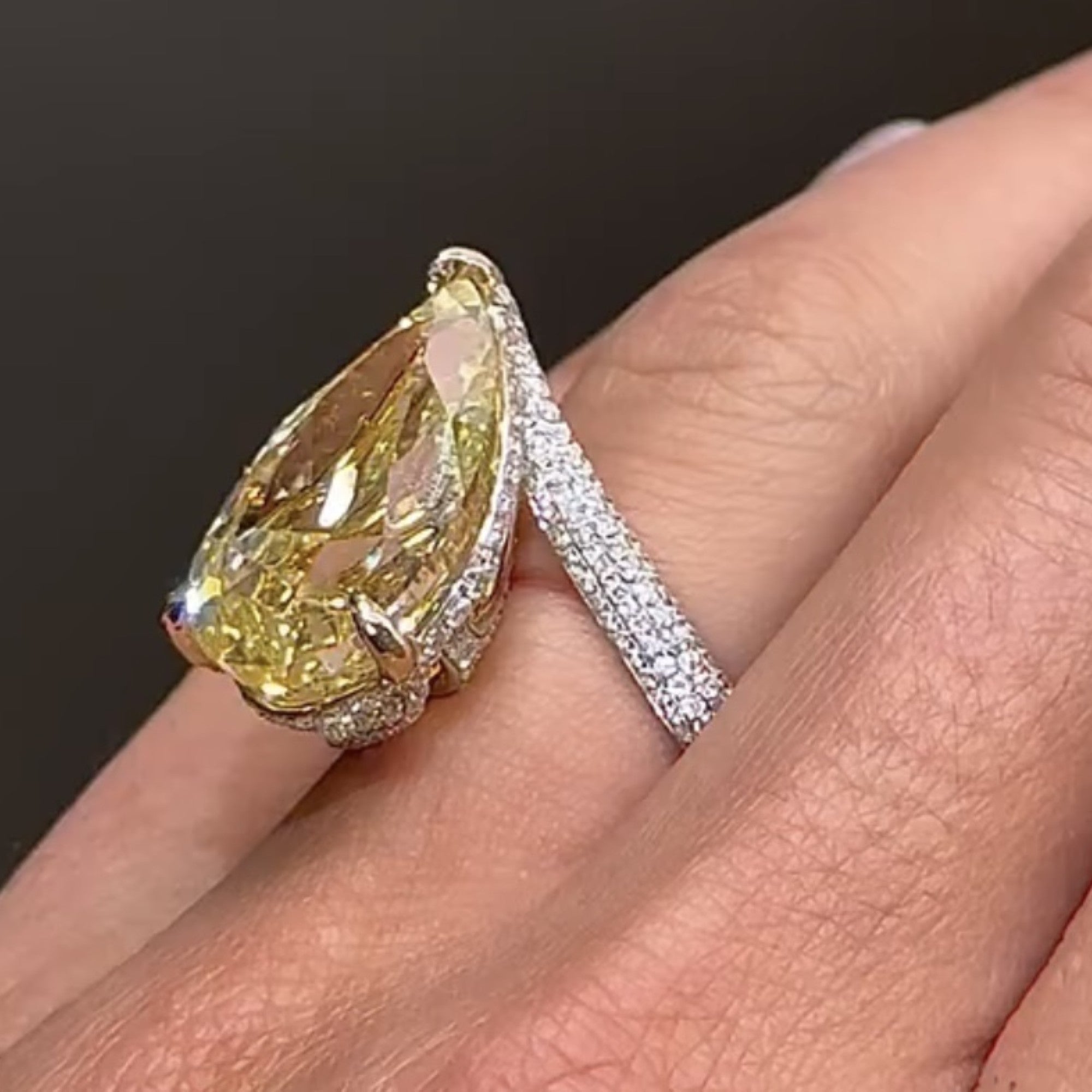 Champagne Yellow Pear Cut Lab Grown Engagement Ring  Wedding Ring Color Stone Ring Anniversary Rings For Women Teardrop Ring