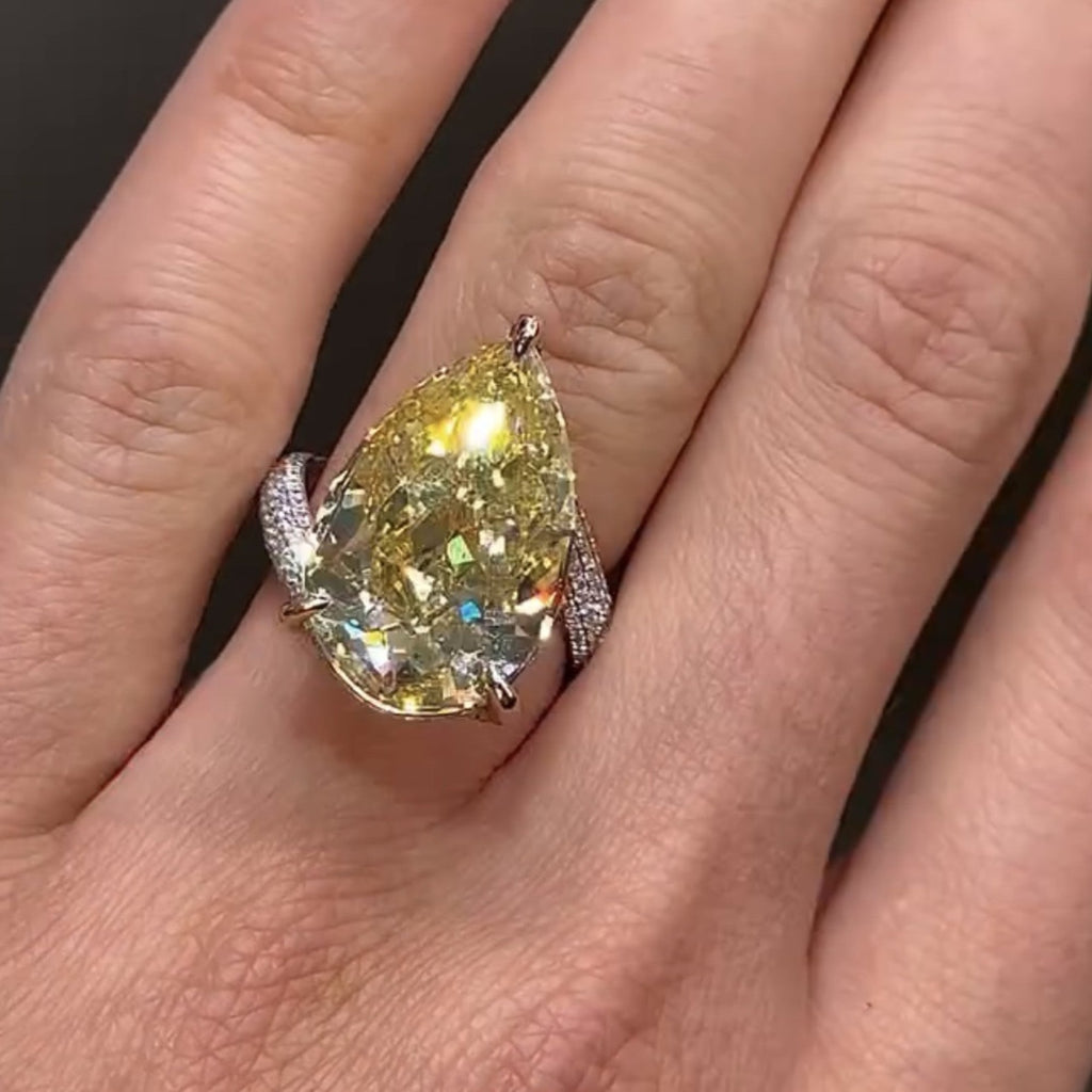 Champagne Yellow Pear Cut Moissanite Engagement Ring  Wedding Ring Color Stone Ring Anniversary Rings For Women Teardrop Ring