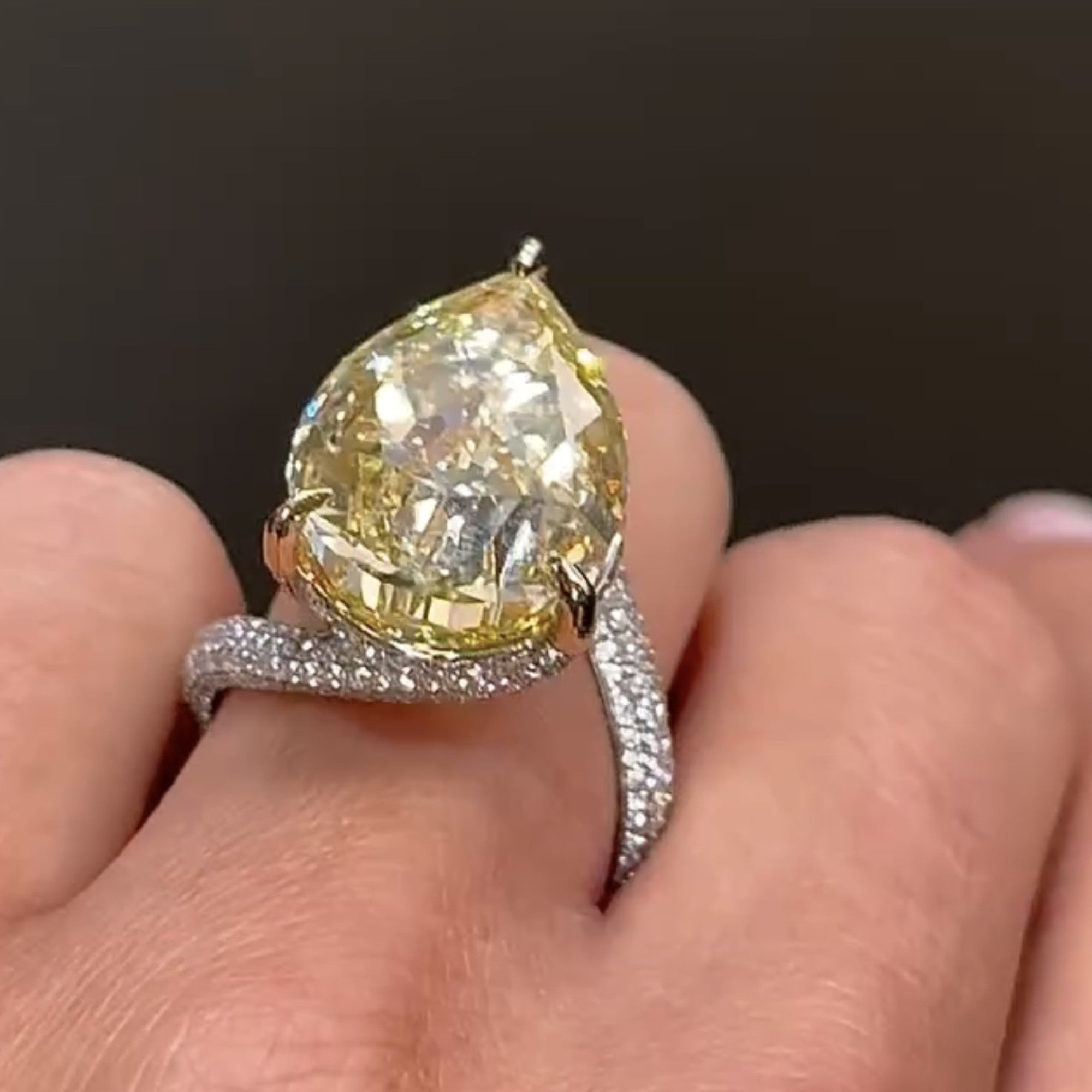 Champagne Yellow Pear Cut Lab Grown Engagement Ring  Wedding Ring Color Stone Ring Anniversary Rings For Women Teardrop Ring