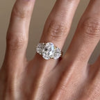 Three Stone Oval Cut Moissanite Engagement Ring Solid Gold Wedding Ring Past Present Future Ring Anniversary Ring Promise Ring