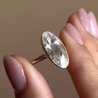 Old Mine Elongated Oval Moissanite Bezel Set Engagement Ring  Solitaire Ring Wedding Ring Anniversary Ring
