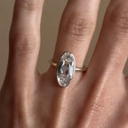 Old Mine Elongated Oval Moissanite Bezel Set Engagement Ring  Solitaire Ring Wedding Ring Anniversary Ring