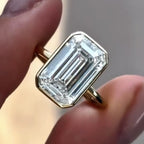 Bezel Set  Emerald Cut Lab Grown Engagement Ring  Solitaire Ring Wedding Ring Anniversary Rings For Women Promise Ring