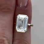 Bezel Set  Emerald Cut Moissanite Engagement Ring  Solitaire Ring Wedding Ring Anniversary Rings For Women Promise Ring