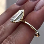 Bezel Set  Emerald Cut Lab Grown Engagement Ring  Solitaire Ring Wedding Ring Anniversary Rings For Women Promise Ring