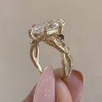 Vintage Marquise Cut Lab Grown Engagement Ring Twisted Band Art Deco Ring  Nature Inspired Wedding Ring Anniversary Ring