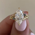 Vintage Marquise Cut Moissanite Engagement Ring Twisted Band Art Deco Ring Nature Inspired Wedding Ring Anniversary Ring