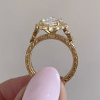 Bezel Set  Marquise Cut Moissanite Engagement Art Deco  Vintage Wedding Ring Nature Inspired Ring Anniversary Rings For Women