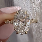Oval Cut Moissanite Diamond Engagement Ring with Twisted Pave Band