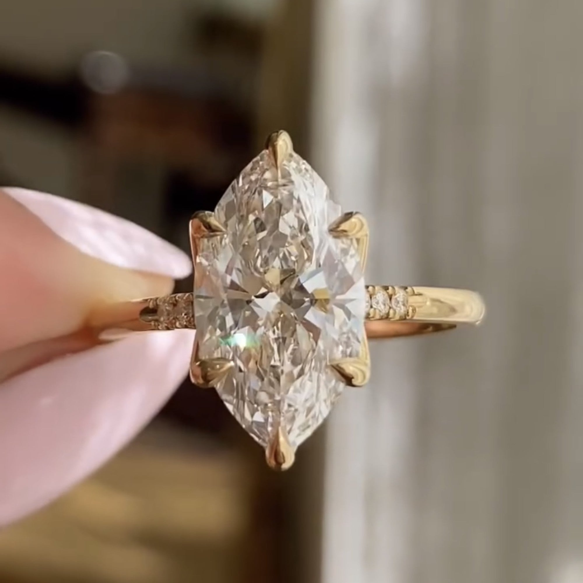 Marquise Cut Lab Grown Engagement Ring Tulip Set Ring  Wedding Rings For Women Promise Ring Anniversary Gift For Her