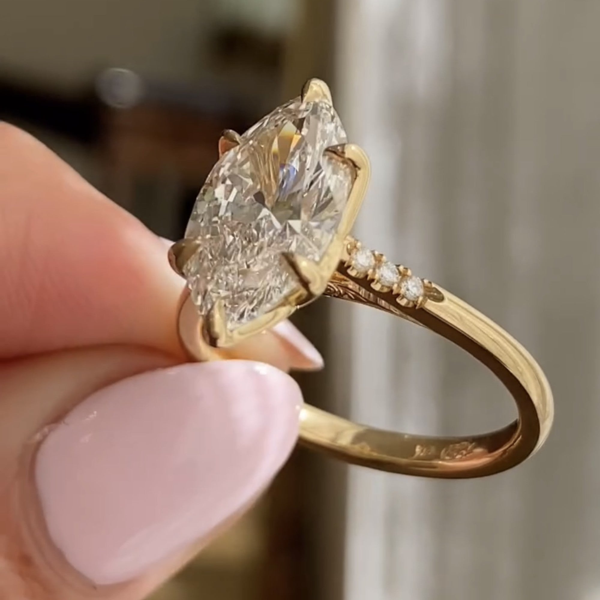 Marquise Cut Moissanite Engagement Ring Tulip Set Ring  Wedding Rings For Women Promise Ring Anniversary Gift For Her